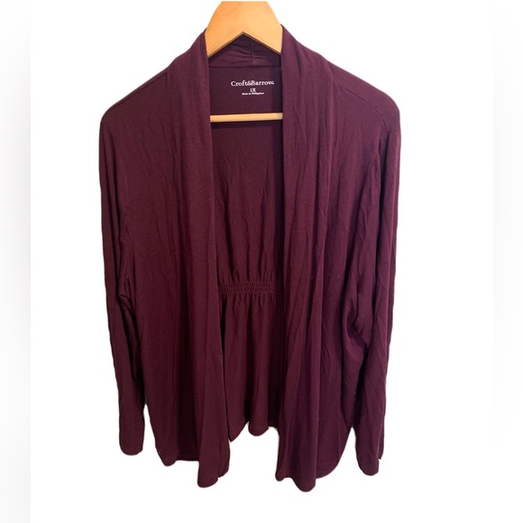 Croft & Barrow Burgundy Cardigan - 1X - Picture 1 of 5